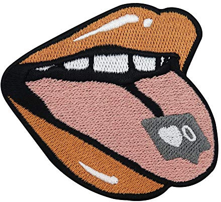 Finally Home Zero Likes Pill Zunge Patch zum Aufbügeln | Tongue Patches, Mund Bügelflicken, Lippen Flicken, Band Aufnäher
