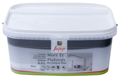 Jafep 12981 Peinture Mur et Plafond Acrylique Mat Blanc 2,5L