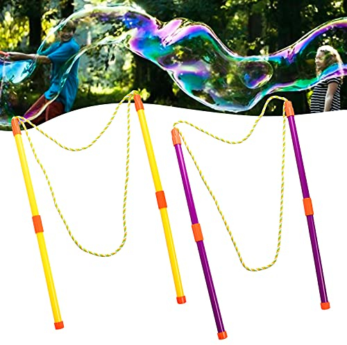 Gxhong Kinder Seifenblasenstäbe, 2 Paar Bubble Makers, Seifenblasen Riesenseifenblasen für Kinder Groß Seifenblasen Stäbe, für Outdoor Garten Strand Kinder Party, Junge Mädchen Spielzeug Bubble