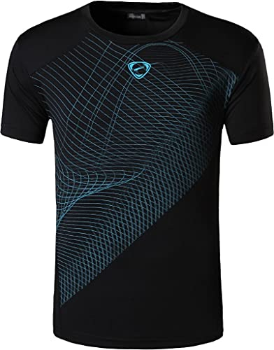 jeansian Herren Sport Tee Shirt Tshirt T-Shirt Short Sleeve Tops Tennis Golf Bowling LSL069 Black XL