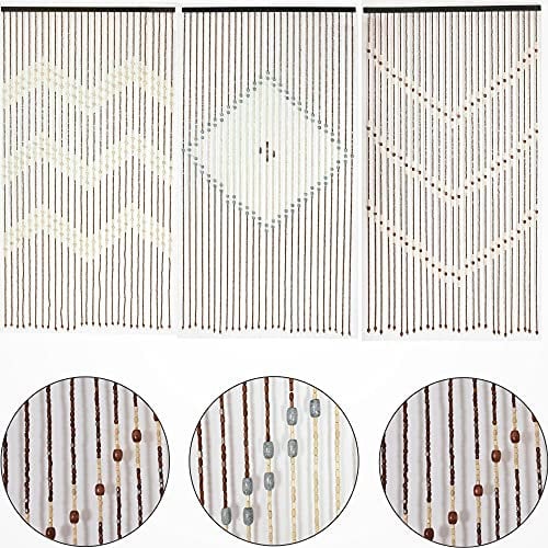Wooden Bamboo Beaded Curtain Blind Insects Summer Fly Door Screen 90x180cm Assorted Design