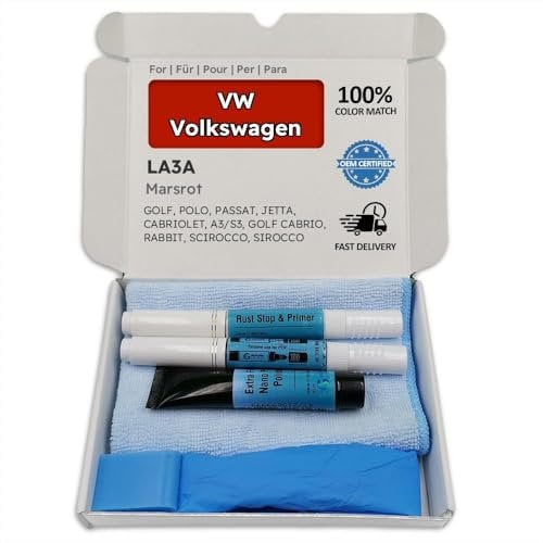 Genuine Colors Lackstift MARSROT LA3A für VW Volkswagen Rot Golf Polo Passat Jetta CABRIOLET A3 S3 Cabrio Rabbit Scirocco Sirocco