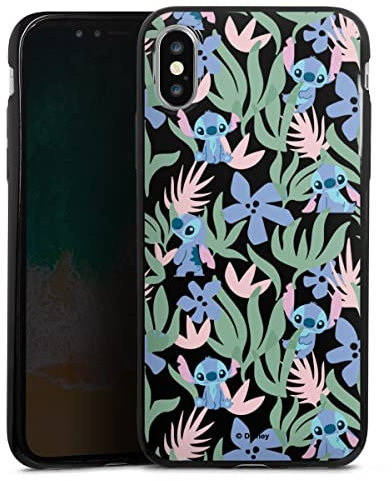 Slim Case extra dünn kompatibel mit Apple iPhone X Silikon Handyhülle schwarz Hülle Disney Lilo & Stitch Muster