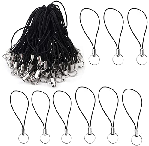Quesuc 100Pcs Einfache Handy Lanyard Strap Schlüssel Schlüsselanhänger Handyanhänger Schlaufen Karabiner Abnehmbar Schlüsselband Telefonring Strap Handy Charm Cord Pendents USB