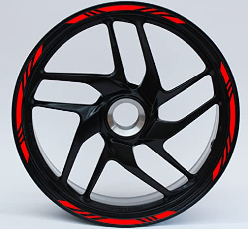 Aufkleber für Motorradfelgen, Motorcycle Rim Stickers, 17 Zoll, komplettes Set mit Streifen, Felgenrand, Streifen, Reifen, Farbe wählbar Artikelnummer: D0009 (Rot 031)