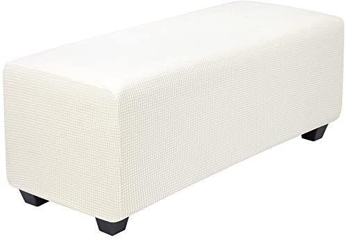 PiccoCasa Hochelastischer Ottomanen-Bezug mit elastischer Unterseite, weicher Schonbezug, Jacquard-Stoff, klein, kariert, rechteckig, Aufbewahrung, Hocker, Möbelbezüge, Größe XL