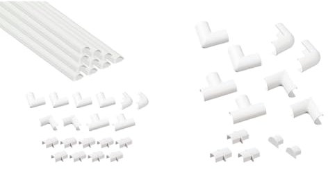 D-Line 2010W-400 White Micro Trunking Kit & Micro Cable Trunking Clip-Over Accessory Multipack Join Multiple Lengths of 20x10mm Micro+ Cable Cover 13 Piece Electrical Trunking Accessory