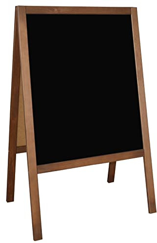 FENIKS Kundenstopper Werbeaufsteller 100 x 60 cm, Aufsteller mit Kreidetafel aus Holz, Speisetafel mit Holzrahmen, Braun