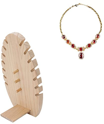 Gedourain Porte-bijoux, fait à la main en forme de feuille de flamme, présentoir à bijoux, élégance classique, détachable en bois pour salons professionnels