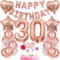 Deko 30. Geburtstag Frauen Tortendeko Rosegold - Geschenk für 30 Jahre Ballon Set