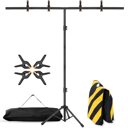 Coliflor T-förmiger tragbarer Hintergrundständer, 2x1 m, Verstellbarer Fotohintergrund-Ständer-Kit, Tragetasche für Partys, Fotografie und Videostudios.