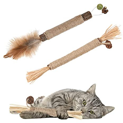 Hierba Gatera para Gatos,Palitos de Hierba Gatera para Gatos,Palitos De Hierba Gatera,Masticar Palos Gato,Palitos De Matatabi para Gatos,Juguete Hierba Gatera,Palitos de Catnip para Gatos,2PCS