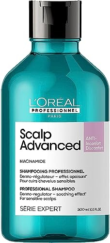 L'Oréal Professionnel Scalp Advanced Shampoo für empfindliche Kopfhaut, reinigt und beruhigt die Kopfhaut, Formel mit Niacinamid, Dermatologen zugelassen, für alle Haartypen, 300 ml