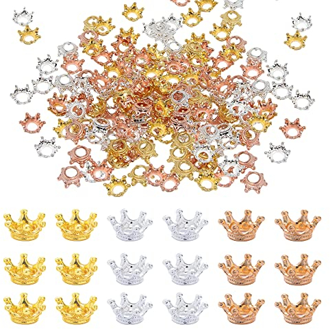 Sixfolo 120 Stück Mini Krone Deko,Kleine Kronen Streudeko Tischdeko Gold Mini Krone Charms Krone Anhänger zum Basteln für Schmuck Machen und Basteln (3 Farbe