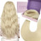 Fshine Blond Haarverlängerung Echthaar Tressen 60cm 100g Doppelte Schuss Voluminös Haartressen Echthaar zum Einnähen Haar Extensions Platinblond Farbe 60
