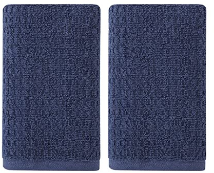 Tommy Bahama- Hand Towel Set, Highly Absorbent Cotton Bathroom Decor, Low Linting & Fade Resistant (Northern Pacific Dark Blue, 2 Piece)