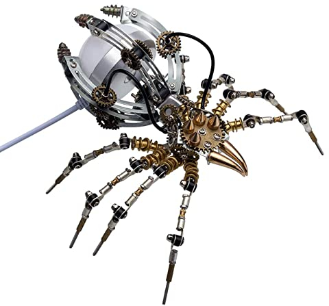 Metalkitor Steampunk Spinne Schreibtischlampe - 3D Metall Puzzle mit Licht, 512 Teile DIY Montagesatz für Kinder und Erwachsene - Gehirnaufgabe Schreibtisch Ornament