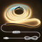 ALITOVE COB LED Streifen 2M TV LED Hintergrundbeleuchtung USB Dimmbar LED Strip 320LEDs/m 5V Warmweiß 3000K für Hängeschrankunterbeleuchtung Schlafzimmer Heimdekoration