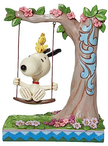 Enesco Jim Shore 6011961 Peanuts Snoopy und Woodstock auf Schaukel, 20,3 cm hoch, mehrfarbig