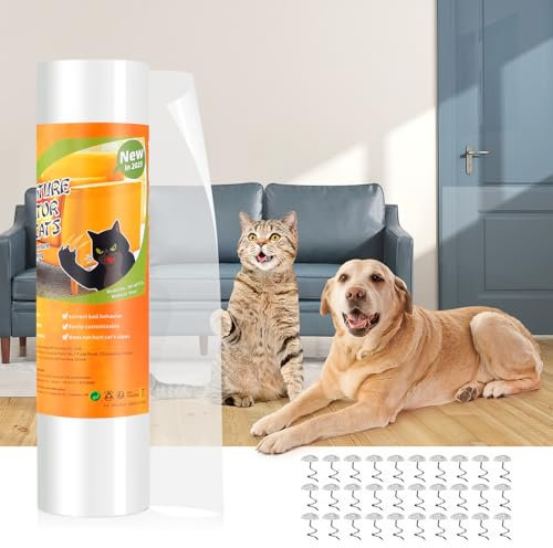 AnExer Protezione Graffi Gatto, 30x300cm Protezione Divano Graffi Gatto, AntiGraffio per Gatti con Viti, Autoadesive Trasparente Protezioni per Mobili Pellicola Protettiva AntiGraffio per Divano