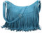 Dora & Liz Modische Damen-Umhängetasche mit Fransen, veganes Wildleder, Hippie-Quaste, Hobo-Schultertasche, Bohemian-Handtaschen, Blau, 14.2 L x 3.9 W x 10.3 H