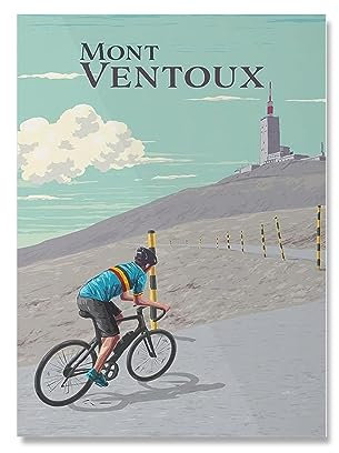 LVTFCO Mont Ventoux Radfahren Reiseposter Fahrrad Wandkunst Mont Ventoux Radfahren Drucke Sport Leinwand Gemälde für Zuhause Wanddekoration Bild 50 x 70 cm ohne Rahmen