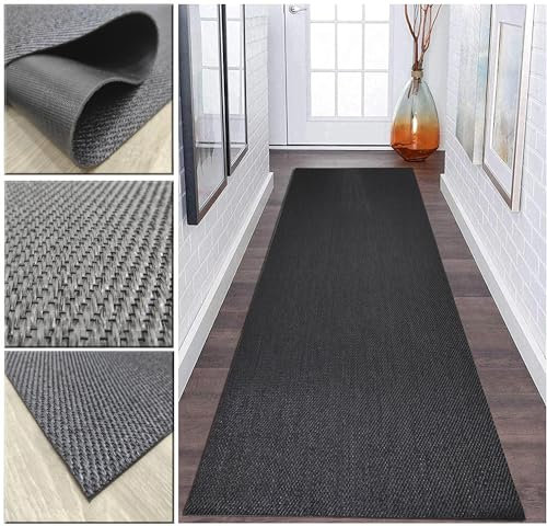 Tadi & Imperio1979 Alfombra Vinilica Rectangular 60 x 300 cm Negra Antideslizante Impermeable Lavable para Interior y Exterior