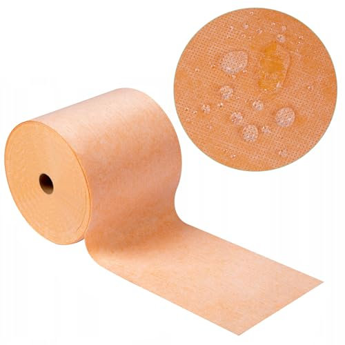 BECHAEO Wasserdichtes Membranband Rolle für Dusche, 12,7 cm x 98,5 m, 42 m², 20 mm, wasserdichte Membran, Fliesen-Unterlage, Polyethylen-Gewebe-Rolle für Badezimmer, Wand, Boden