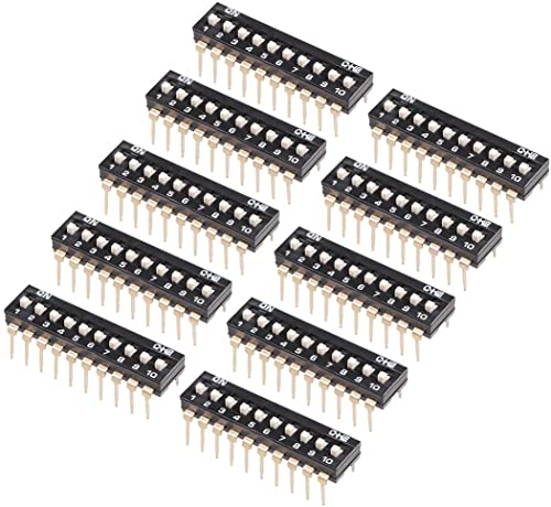 XYWHPGV 10 Stück Schwarzer DIP-Schalter 1-10 Positionen 2,54 mm Raster für Leiterplatten-Leiterplatten(a46c4 c1967 40264 682b2 71ecd e0efc