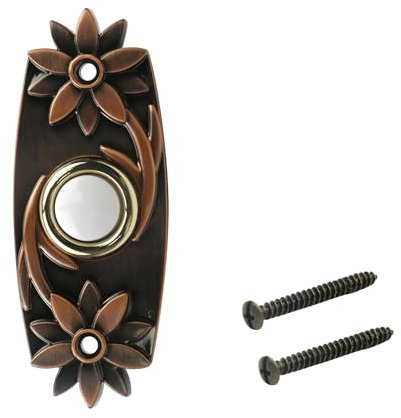 Oedema Brass Doorbell Button Only 3.34 inch Length Ring Doorbell Button Replacement Retro Doorbell Push Button for Home & Office, Front Door, Back Door