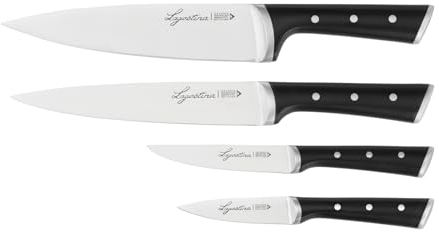 Lagostina Iceforce, Set Coltelli da Cucina, 4 Coltelli in Accaio Inox con Lama Raffreddata, Confezione con Coltello Chef 20 cm, Per affettare 20 cm, Spelucchino 9 cm e Multiuso 11 cm