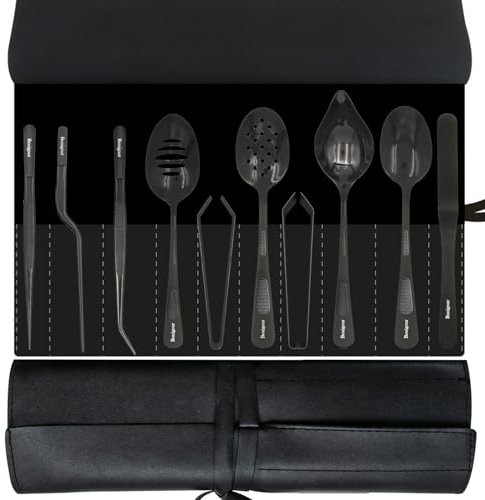 Bonigour Culinary Plating Tool Set, 11 Stück Chef Plating Tool Kit Schwarz Professionelle Kochutensilien Edelstahl Modernistische Küche Food Art (11 Stück)