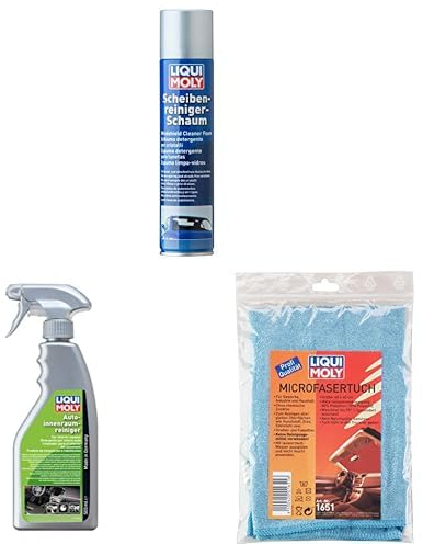 Bundle LIQUI MOLY Scheibenreinigerschaum 300 ml | Autoinnenraumreiniger 500 ml | Microfasertuch 1 Stk