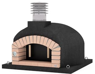 MOVELAR - Holzofen für den Außenbereich, Modell OLYMPUS MONS (Schwarz - 130 x 130 x 82 cm) – isoliert mit Kork & 3 Keramikmatten, robuster Holzofen für Terrasse & Balkon