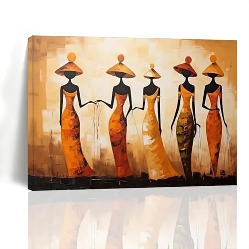 KDOVOKD Femme africaine peinture sur toile tribu ethnique africaine dame impressions d'art mural art abstrait décoration murale pour salon chambre 80x130 cm (31x52in) sans cadre