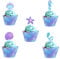 20 PCS Ocean Theme Cake Decoration Wrappers Mermaid Theme Cupcake Wrappers Under The Sea Theme Birthday Party Cupcake Decoration for Mermaid Theme Party Birthday Baby Shower Under The Sea Party