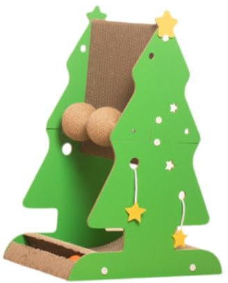 LOVIVER Griffoir pour Chat Arbre de Noël Artisanat Jouets d'activité Jouet pour Animaux de Compagnie avec balles Griffoir pour Chaton pour Chats