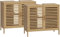 Bellamio Waschbeckenunterschrank 2er Set Newa mit je 2 Ablagen, Badezimmerschrank mit 2 Türen, Badezimmermöbel aus Bambus lackiert, Standregal Bambus Regal Maße 60x65x33 cm