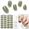 Semi Cured Gel Nail Strips, 28 pcs Bean Green Gel Nail Stickers Full Nail Wraps for Women,Long Lasting Gel Nail Strips Work with Any UV Lamp, Easy to Apply