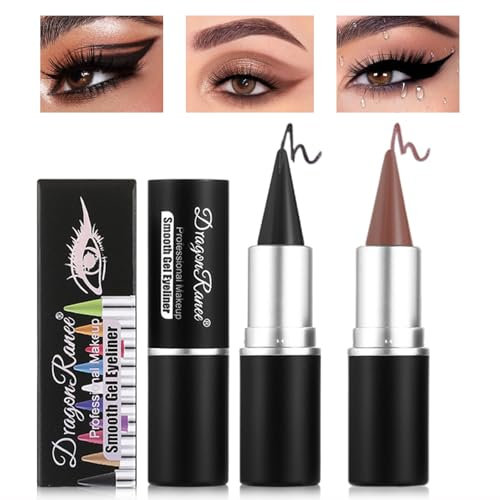 Sitovely 2 Farben Schwarzer Kaffee Gel Eyeliner Stift, Natürliche Black Eyeliner Creme Wasserfester Eyeliner Pencil, Smokey Lidschattenstift und Schminkstift