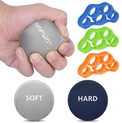AMFUN Stressball für Erwachsene, Antistress-Bälle, Handtherapie-Übungs-Stressball-Bundle– 4er-Set, Gel Antistressball, Anti Stress Bälle für Konzentration