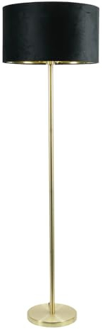 ValueLights | Charlie Gold Plated Modern Stem Floor Lamp with Black Velvet & Gold Shade & Warm White Bulb | Floor Lamps, Home Décor & Improvement Essential