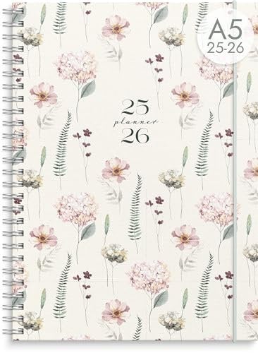 Burde Kalender 2025 2026 Story Blumen | auf Deutsch | Juli 2025 - Aug 2026 | 21x15.4 cm | Schülerkalender | 1 Woche 2 Seite | Horizontal | Spiralbindung Story Blumen 25/26