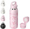 Exllena Gourde Isotherme 650ml avec Design d’Ouverture Rapide - Bouteille Isotherme avec Poignée, 100% Étanche, Parfaite pour le Sport et la Randonnée...(Ruban Chic)