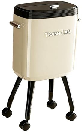 Sharplace Poubelle sur Pieds, Grande capacité, 15 L, sans Pliage, idéale pour Le Bureau, la Chambre, la Cuisine ou Les Toilettes, Blanc avec Roulette