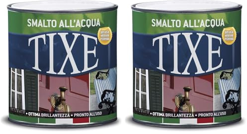 TIXE Smalto all'Acqua – Finitura Lucida e Resistente per Legno e Metallo, Blu Opaco 500 ML (Confezione da 2)