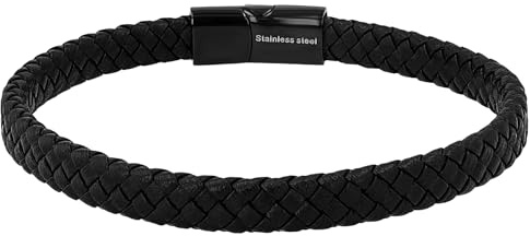 Akzent Armband Herren - Premium Armband Herren in Schwarz aus Leder, 100% Wasserfest & Hautverträglich