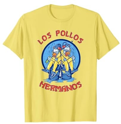 Breaking Bad Los Pollos Hermanos Hazmat Suits TV Show Maglietta, Uomo, Limone, L
