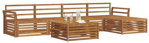 vidaXL Outdoor-Sofagarnitur 6 pcs Natur Massivholz Akazie, Outdoor Sofa, modernes Gartenmöbel für Terrasse, gemütliches Sitzset, robust und stilvoll