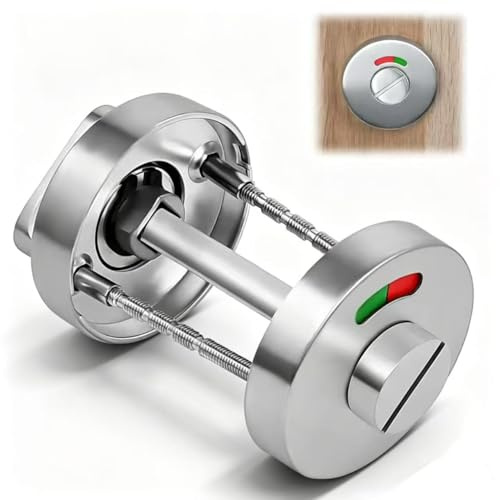 Rosetón de inodoro con indicador de recibo, cerradura de baño con botón giratorio, juego de rosetas de acero inoxidable, cerrojo y verde, cerradura para puerta de inodoro con indicador ocupado rojo y